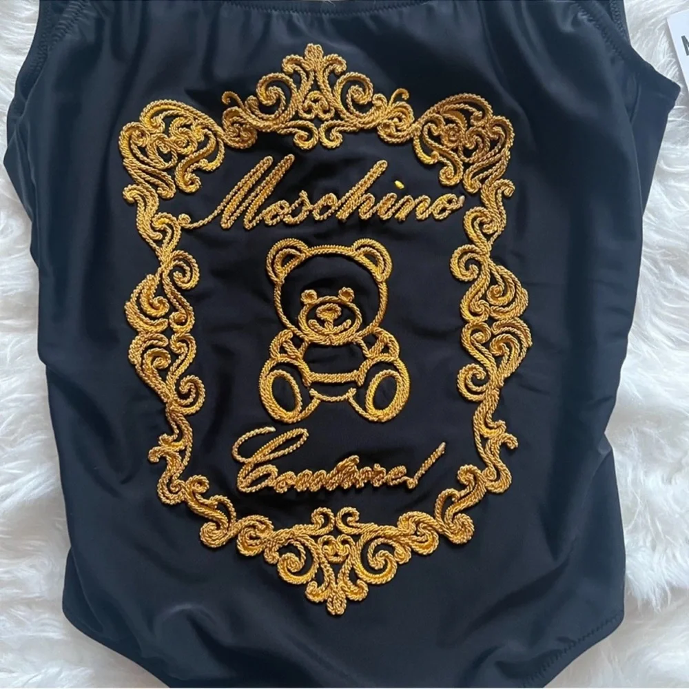 New! MOSCHINO Couture Bear Toy Logo Embroidered One-Piece Swimsuit - Picture 5 of 7